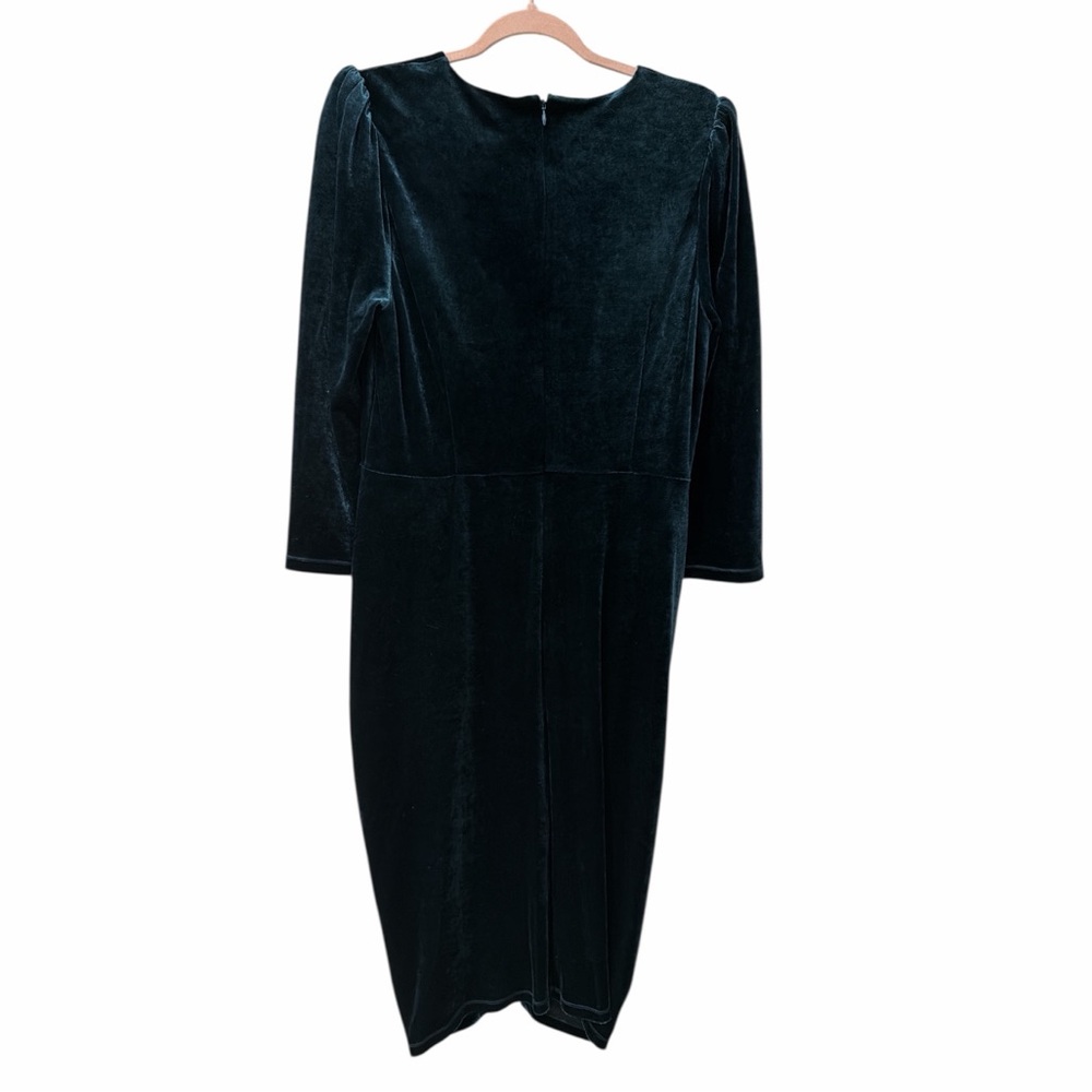 DIANE‎ VON FURSTENBERG Bruna Ruched Velvet Teal Midi Cocktail Dress size 14
